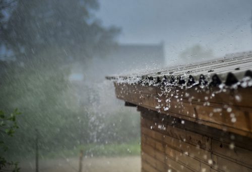 Rain coming off a roof