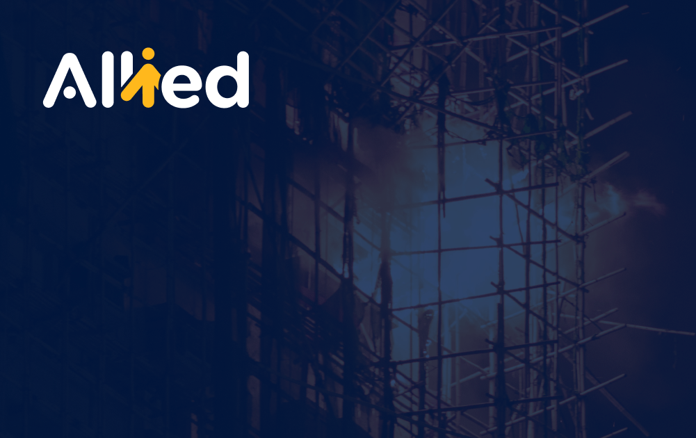 Blue overlay on photo of apartment on fire