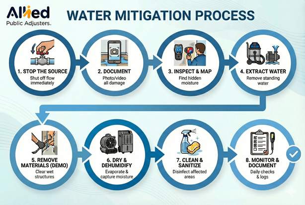 Infographic on water mitigation steps