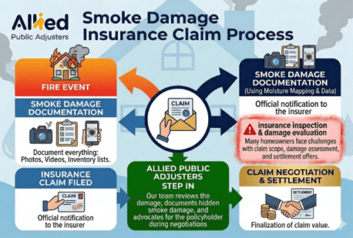 Allied Public Adjusters Smoke Damage Insurance Claim Process infographic
