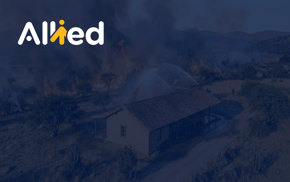 House on fire being put out